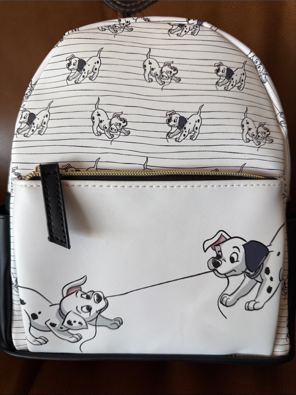 Disney White Dalmatian Pattern Mini Backpack with Black Trim